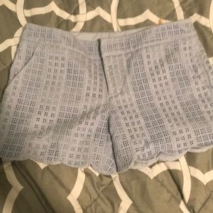 Patterned, scalloped bottom shorts